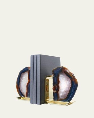 ANNA new york Fim Agate & Brass Bookends