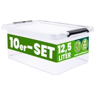 Deuba Caja Almacenaje Apilable Contenedor Transparente Orden Almacenamiento Organizador Libre De Bpa Cesta Juguetes Libros Ropa Mantas Alimentos 10x12,5l (d