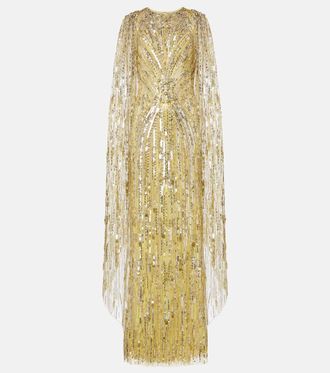 Jenny Packham Abito lungo Elio con cristalli e pailettes