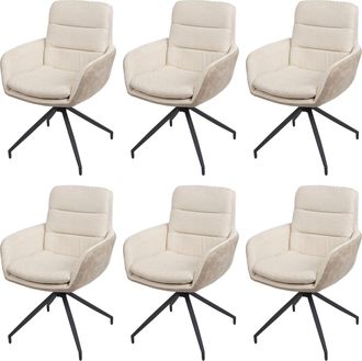 Hhg [nunca Usado] Juego De 6 Sillas De Comedor Hhg-655, Silla De Cocina Sill&oacute;n Silla, Giratoria Auto Posici&oacute;n, Tela Mvg, Crema-beige