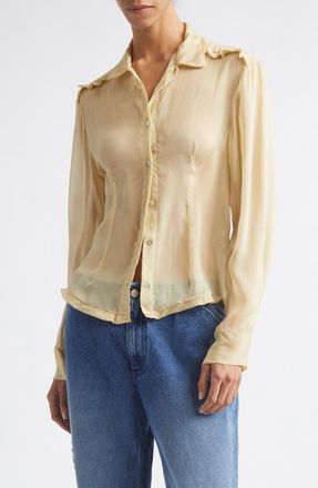 Paloma Wool Eralda Sheer Silk Button-Up Shirt in Ecru at Nordstrom, Size X-Small
