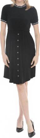 Joseph Ribkoff Chain Rib Trim A-Line Dress In Black/vanilla