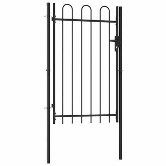 Berkfield Home Fence Gate Single Door with Arched Top Steel 1x1.5 m Black
