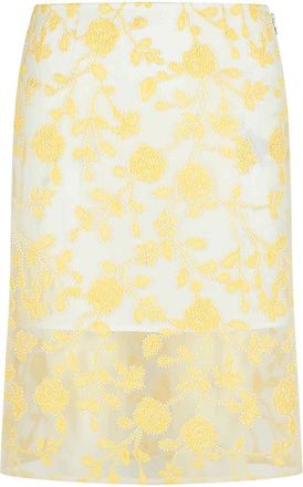 Rotate Pencil Flower Yellow Polyester Skirt