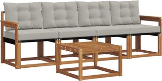 vidaXL Conjunto De Sof&aacute;s De Exterior 5 Uds. Gris Natural Y Claro Vidaxl