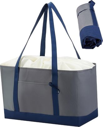 Generic Reusable Shopping Bags - Large Capacity Reinforced Handles,Insulated Shopping Bags with Handles - for Apartment Outdoor Camping Market Travel Beach