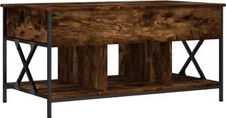 vidaXL Mesa De Centro Madera Ingenier&iacute;a Metal Roble Humo 100x55x50 Cm Vidaxl