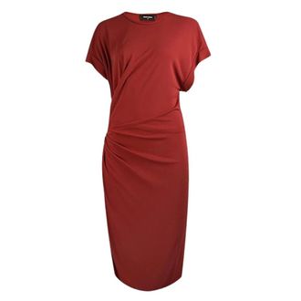 Dsquared2 Rode Jurk met Gedrapeerde Korte Mouwen - Dames - Casual kleedjes - Rood - M - Kleedjes