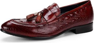 Generic Mens Formal Leather Mocassin Shoes Business Casual Loafers Tassel Dress Shoes,Burgundy,8