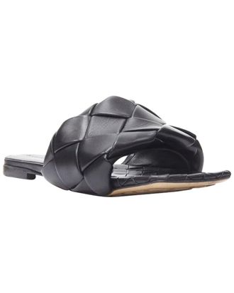 Bottega Veneta Womens Leather Padded Intrecciato Woven Square Toe Slide (Authentic Pre-Loved)