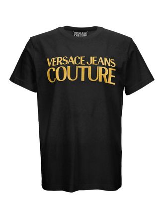 Versace Jeans Couture Black T-Shirt With Gold Logo