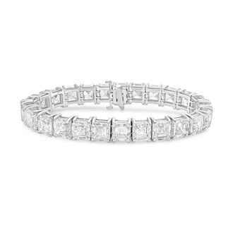 Diana M. Jewels 14kt White Gold 26cts Lab Grown Asscher cut Diamond Bracelet