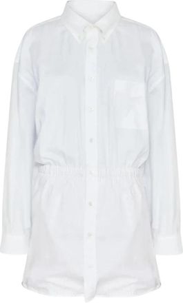 Maison Margiela Blousejurk met Elastische Taille - Dames - Shirt Kleedjes - Wit - XS - Katoen - Kleedjes