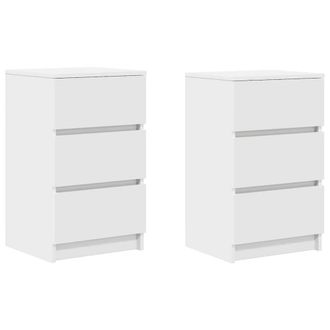 Berkfield Home Bedside Cabinets with 3 Drawers 2 pcs White 39x35x65 cm | Size: 39 x 35 x 65 cm