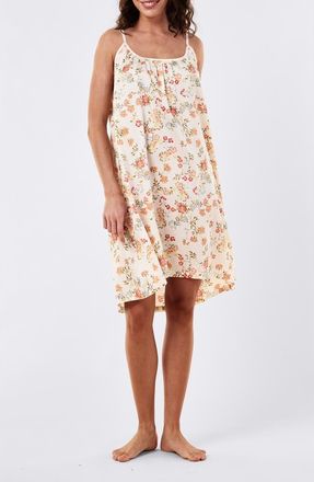 Papinelle Sleepwear Amber Floral Cotton Sateen Nightie in Peach Parfait at Nordstrom, Size X-Small