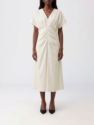 Alberta Ferretti A-Line V-Neck Midi Ceremony Dress with Side Slit