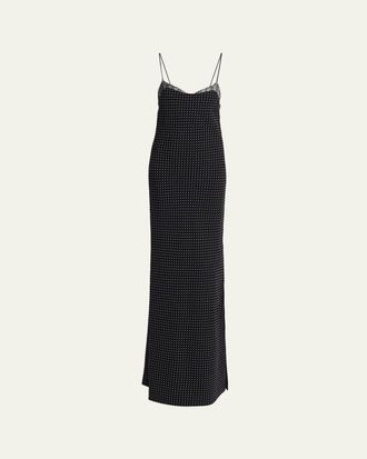 Tom Ford Polka Dot Silk Backless Maxi Slip Dress