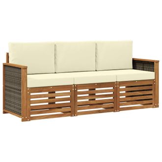 vidaXL Juegos De Sof&aacute;s Con Coj&iacute;n 3 Pcs Madera De Acacia S&oacute;lida Vidaxl