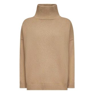 Max Mara Kameelwollen trui met coltrui - Dames - Coltruien - Bruin - M - Wol - Truien & Vesten