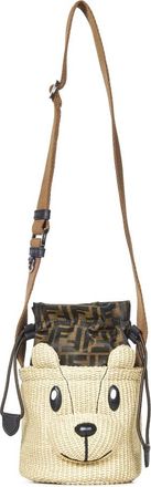 Fendi Teddybeer Trekkoordtas Beige - Dames - Schoudertassen - Beige - ONE Size - Katoen - Tassen