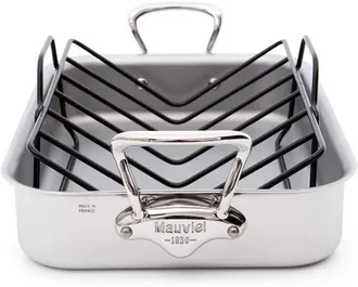 Bloomingdale's MCook Stainless Steel Roasting Pan With Rack, 13.5 X 9.8 Inch in Silver at Nordstrom