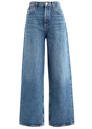 A Gold E Agolde Low Slung Baggy Distressed Wide-leg Jeans - Indigo - 29 (W29 / UK12 / M)