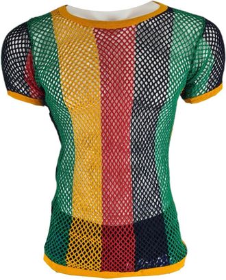 Generic Mens Urban Designer Rasta Lion One Love Reggae Fishnet String Cotton Muscle T-Shirt, Black, Red, Yellow (UK, Alpha, XL, Regular, Regular, Yellow)