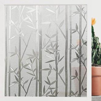 No Brand L&aacute;mina Opaca Para Ventanas, Electrost&aacute;tica, Sin Adhesivo, Opaca, Con Protecci&oacute;n Uv, Para Decoraci&oacute;n, Cocina, Oficina, Dormitorio, Con Estampado De Bam