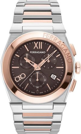 Ferragamo Vega Bracelet Chronograph Watch, 42mm in Two Tone at Nordstrom