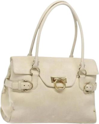 Ferragamo Tweedehands leren handtassen - Dames - Vintage Handtas - Wit - ONE Size - Leer - Vintage