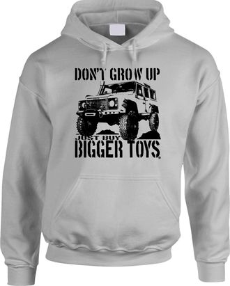 Bang Tidy Clothing 4x4 Hoodie - Buy Bigger Toys 4WD Off Road Vehicle Hoodies - 4 Wheel Drive Clothing Gift for Men - LR Series - LGrey-XXL