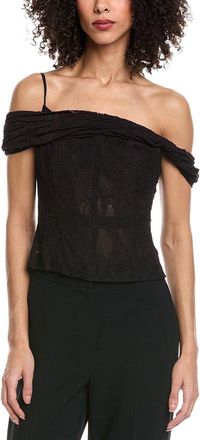 Oscar De La Renta Drape Sweetheart Floral Top