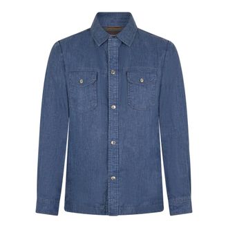 Moorer Overhemden, Heren, Blauw, M, Denim, Classic Denim Shirt