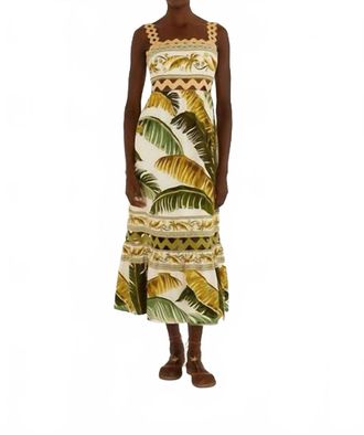 Farm Rio Wavy Trim Midi Dress In Sand Trancoso
