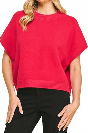 Pinch Design Sterling Boxy Short Sleeve Sweater In Raspberry
