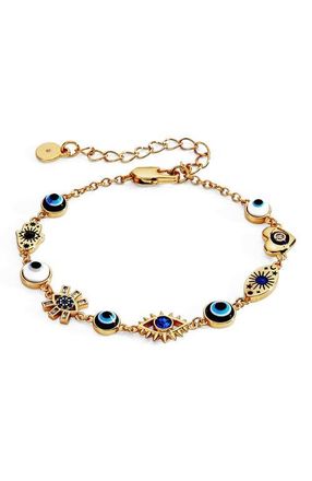 Alex and Ani Evil Eye Linear Bracelet in Gold Blue at Nordstrom