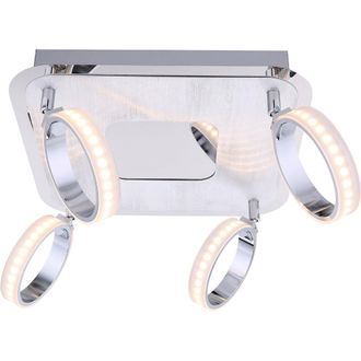 Globo Lighting Moderna Luce Di Soffitto Del Led Cromo, Alluminio Anelli In Cromo Satinato Con Anelli Acrilici 5w Globo Idaho 56.043-4
