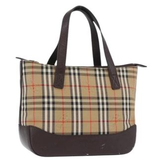 Burberry Pre-owned Vintage Canvas Mini Handtas - Dames - Vintage Mini Tas - Beige - ONE Size - Leer - Vintage