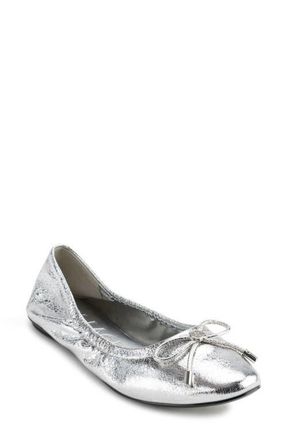 Karl Lagerfeld Velma Metallic Ballet Flat in Silver at Nordstrom, Size 8.5