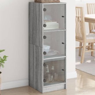 vidaXL Vidaxl - Aparador Con Puertas De Vidrio Gris Sonoma 35x37x109 Cm