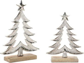 Melrose International Set Of 2 Metal Christmas Tree With Wood Base