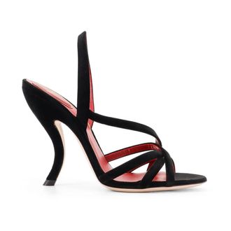 Valentino Garavani High Heel Sandals, female, Black, Size: 11 US Black Velvet Strappy Heeled Sandals