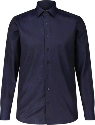Etro Casual Shirt - Heren - Casual Overhemden - Blauw - S - Satijn - Overhemden
