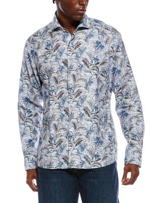 Eterna Soft Printed Twill Modern Fit Linen-Blend Shirt