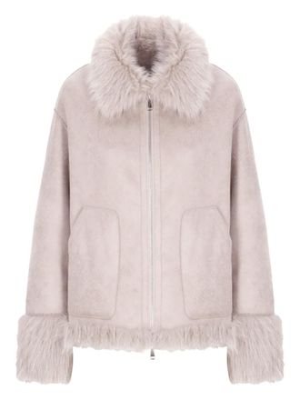 Betta Corradi faux-fur collar coat - women - Polyester/Polyester - S - Grey