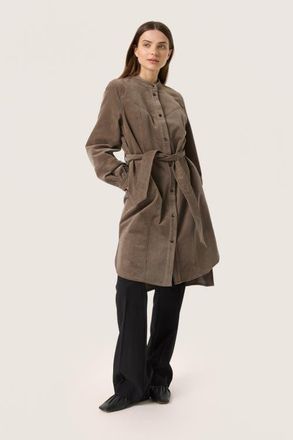 Soaked In Luxury Slhelle Corduroy Knee Length Shirt Dress in Morel at Nordstrom, Size Medium