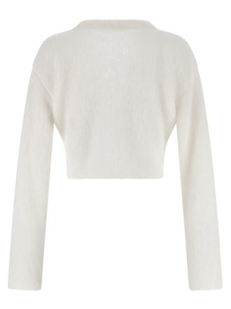 Alessandra Rich Embroidered Mohair Alpaca-Wool Blend Cardigan - white
