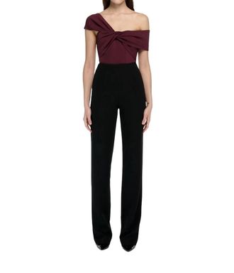 Roland Mouret Assymetric Stretch Cady Top In Maroon