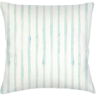 Anaya with Love Riviera Striped Linen Pillow with Down Alternative Insert in Aqua at Nordstrom, Size 2Ft 0In X 2Ft 0In