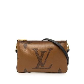 Louis Vuitton Pre-owned Double Zip Pochette - Dames - Pre-owned - Bruin - Maat: ONE Size